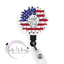 4th of July - Land of the Free - USA - Pin, Magnet or Badge Holder