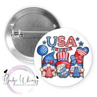 4th of July - Gnomes - USA - Pin, Magnet or Badge Holder