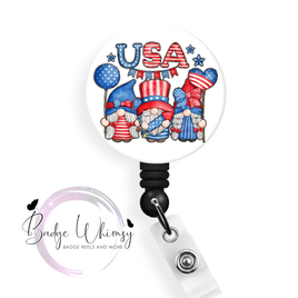 4th of July - Gnomes - USA - Pin, Magnet or Badge Holder