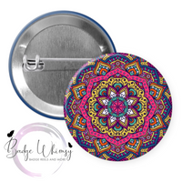 Set of 4 Beautiful Mandala Themed - 1.5 Inch Button - Magnets or Pins