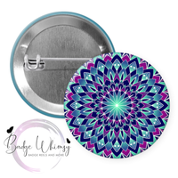 Set of 4 Beautiful Mandala Themed - 1.5 Inch Button - Magnets or Pins