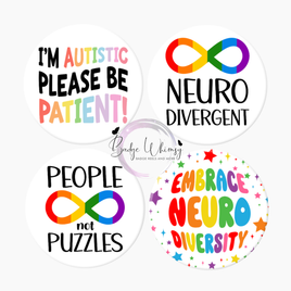 Autistic/Neurodiversity - Set of 4 - Choose Magnets or Pins