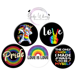 Pride - Love is Love - Themed - Set of 5 - Choose Magnets or Pins