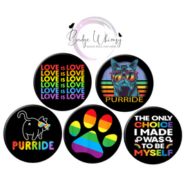 Purride - Love is Love - Cats - Themed - Set of 5 - Magnets or Pins