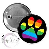 Pride Rainbow Paw Print - Pin, Magnet or Badge Holder