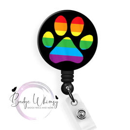 Pride Rainbow Paw Print - Pin, Magnet or Badge Holder