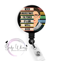The Power of a Girl with a Book - 2 Color Options - Pin, Magnet or Badge Holder