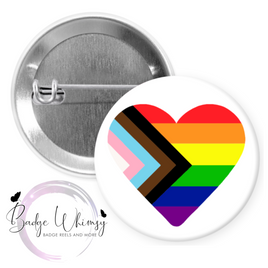 Inclusive Progress Heart Flag - Pride Month - Pin, Magnet or Badge Holder