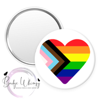 Inclusive Progress Heart Flag - Pride Month - Pin, Magnet or Badge Holder