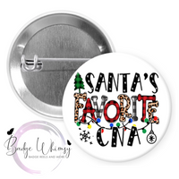 Santa's Favorite CNA - 1.5 Inch Button - Pin, Magnet or Badge Holder