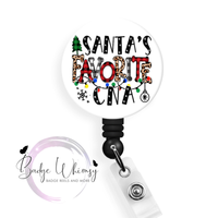 Santa's Favorite CNA - 1.5 Inch Button - Pin, Magnet or Badge Holder