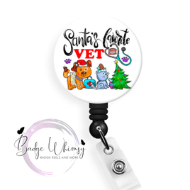 Santa's Favorite Vet - 1.5 Inch Button - Pin, Magnet or Badge Holder