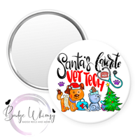 Santa's Favorite Vet Tech - 1.5 Inch Button - Pin, Magnet or Badge Holder