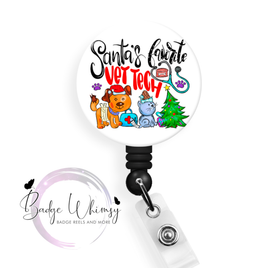 Santa's Favorite Vet Tech - 1.5 Inch Button - Pin, Magnet or Badge Holder