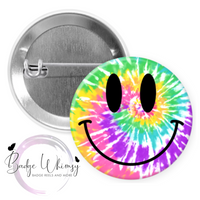 Smiley Face - Tie Dye - Pin, Magnet or Badge Holder