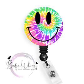 Smiley Face - Tie Dye - Pin, Magnet or Badge Holder