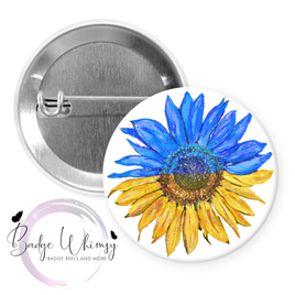 Ukraine Sunflower in Flag Colors - Pin, Magnet or Badge Holder
