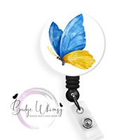 Ukraine Butterfly in Blue & Yellow - Pin, Magnet or Badge Holder