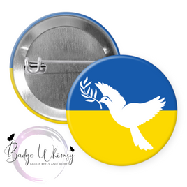 Ukraine Dove Flag - Pin, Magnet or Badge Holder