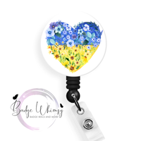 Ukraine Heart Floral Watercolor Image - Pin, Magnet or Badge Holder