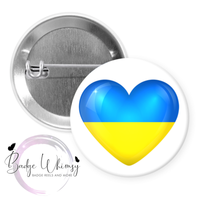 Ukraine Heart Flag - Pin, Magnet or Badge Holder