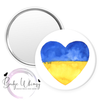 Ukraine Heart Watercolor Image - Pin, Magnet or Badge Holder