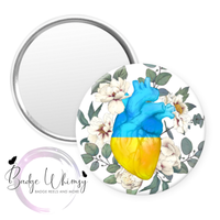 Ukraine Beautiful Heart Anatomy in Blue & Yellow - Pin, Magnet or Badge Holder
