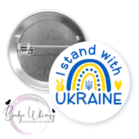 I Stand with Ukraine Flag - Pin, Magnet or Badge Holder