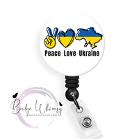Peace Love Ukraine - Pin, Magnet or Badge Holder