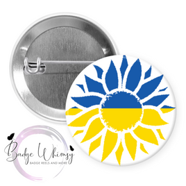 Ukraine Sunflower Flag - Pin, Magnet or Badge Holder