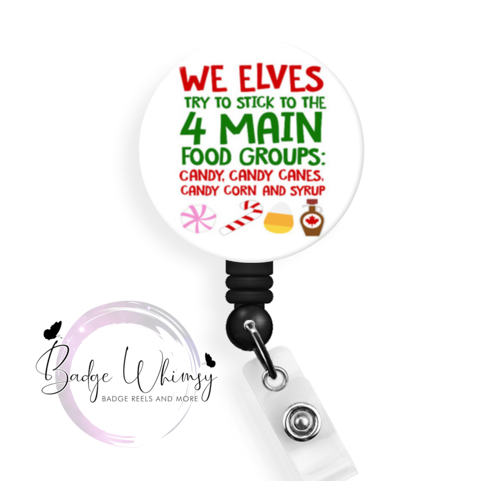 Elf Inspired - 4 Main Food Groups - Candy - Pin, Magnet or Badge