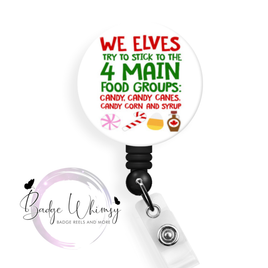 Elf Inspired - 4 Main Food Groups - Candy - Pin, Magnet or Badge Holder