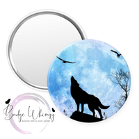 Wolf Howling at the Moon - Pin, Magnet or Badge Holder