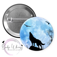 Wolf Howling at the Moon - Pin, Magnet or Badge Holder