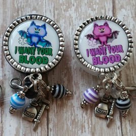 Phlebotomist Fancy Badge Reel Holder - 2 Colors Options - I Want Your Blood